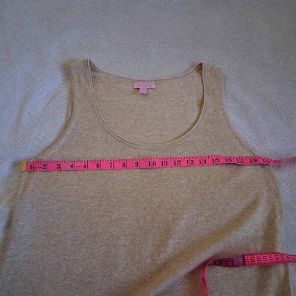 Lilly Pulitzer Women's Large Gold Metallic Linen Blend Lightweight Knit Tank Top - Picture 12 of 13
